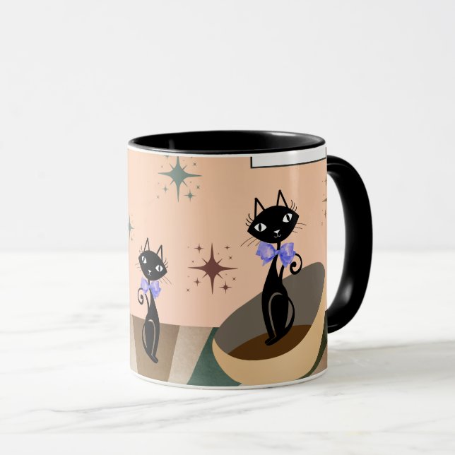 Mid Century Cat Mid-Century Modern Mug (Front Right)