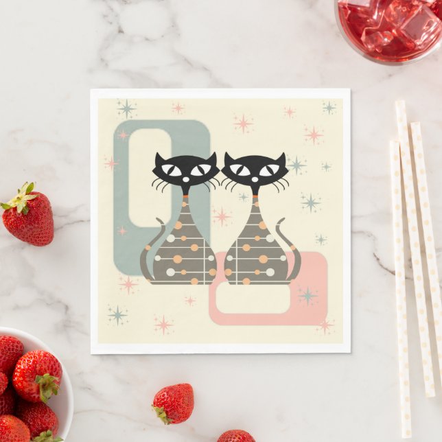Mid Century Cat Mid-Century Modern Napkin (Insitu)