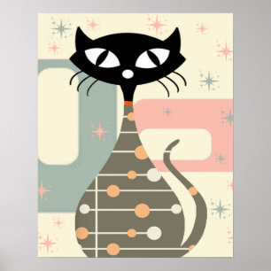 Mid Century Cat Mid-Century Modern Poster
