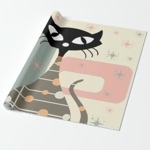 Mid Century Cat Mid-Century Modern Wrapping Paper