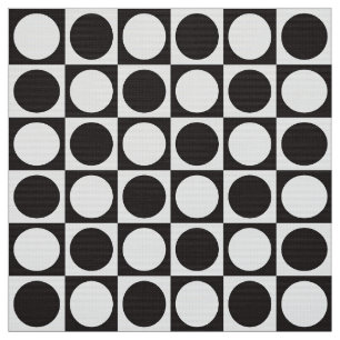 Mid-Century Chequerboard - black and white Fabric