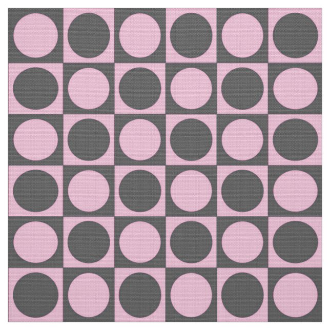 Mid-Century Chequerboard - grey and pink Fabric (Swatch)