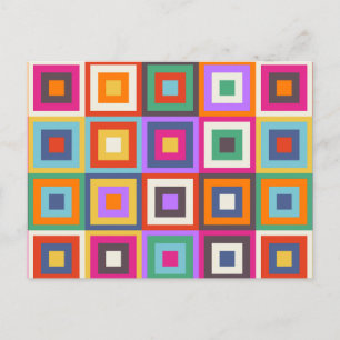 Mid Century Chequered Matisse Inspired Design Postcard