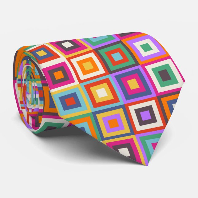 Mid Century Chequered Matisse Inspired Design Tie (Rolled)