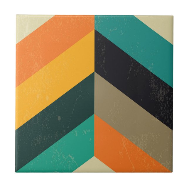 Mid Century Chevron Ceramic Tile (Front)