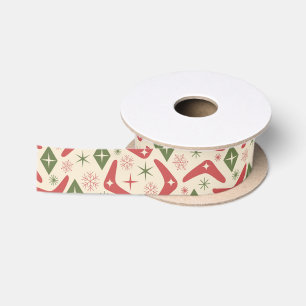 Mid Century Christmas Boomerangs with Diamonds Satin Ribbon