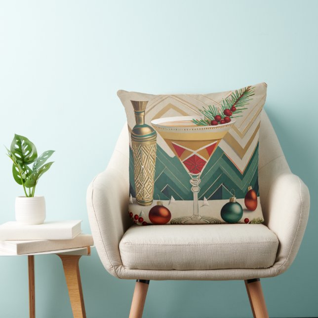 Mid Century Christmas Cocktail Party Happy Hour Cushion (Chair)