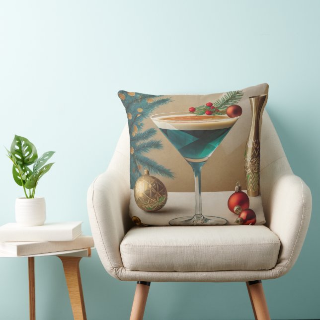 Mid Century Christmas Cocktail Party Happy Hour Cushion (Chair)