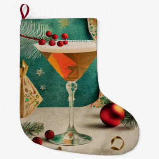 Mid Century Christmas Cocktail Party Happy Hour Large Christmas Stocking