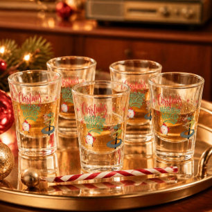 Mid-Century Christmas Happy Hour Shot Glass