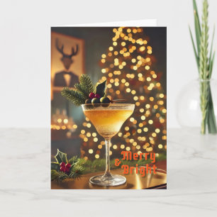 Mid Century Christmas Merry & Bright Cocktail  Card