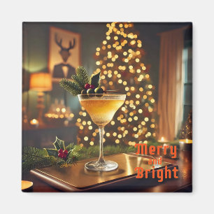 Mid Century Christmas Merry & Bright Cocktail Magnet