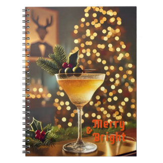 Mid Century Christmas Merry & Bright Cocktail  Notebook