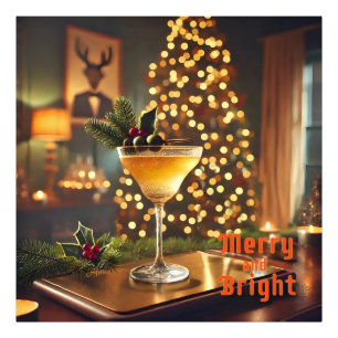 Mid Century Christmas Merry & Bright Cocktail Photo Print