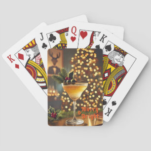 Mid Century Christmas Merry & Bright Cocktail Playing Cards