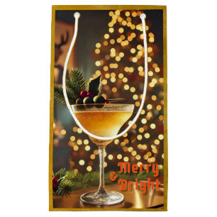 Mid Century Christmas Merry & Bright Cocktail Small Gift Bag
