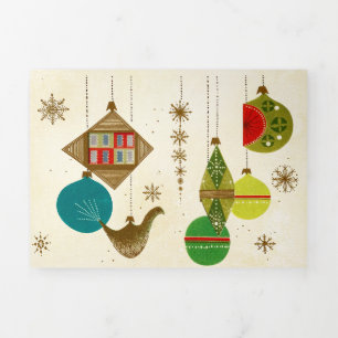 Mid-Century Christmas Retro-Glam Tri-Fold Holiday Card