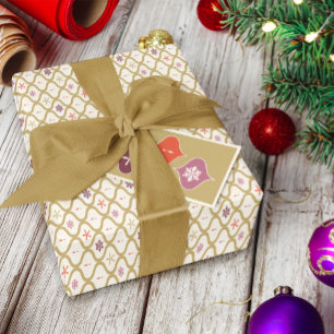 Mid-Century Christmas Snowflake Ornament  Wrapping Paper Sheet