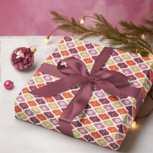 Mid-Century Christmas Snowflake Ornament Wrapping Paper Sheet