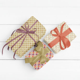 Mid-Century Christmas Snowflake Ornament  Wrapping Paper Sheet