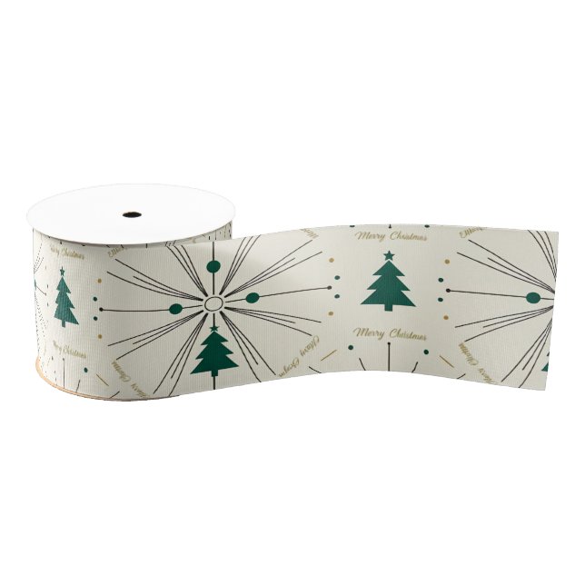 Mid Century Christmas Trees Grosgrain Ribbon (Spool)