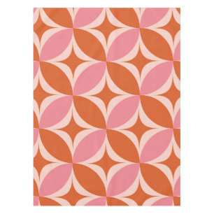 Mid Century Circle Starbursts pink and orange Tablecloth