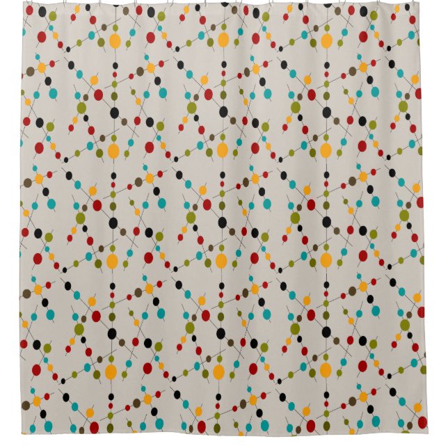 Mid-Century Circles and Lines ll Shower Curtain (Front)