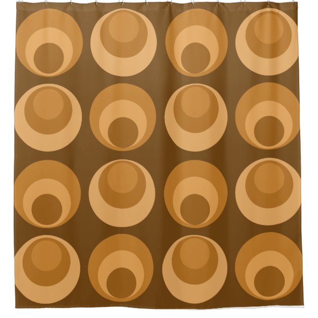 Mid Century Circles Burnt Orange Shower Curtain (Front)