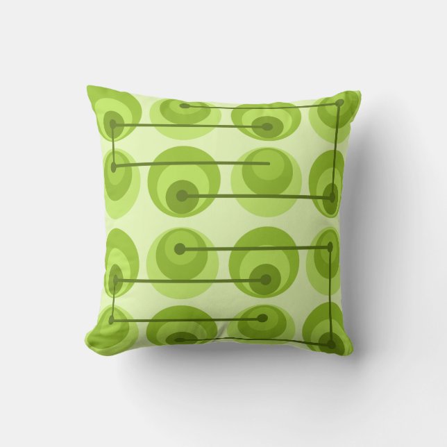 Mid Century Circles Chartreuse Cushion (Front)
