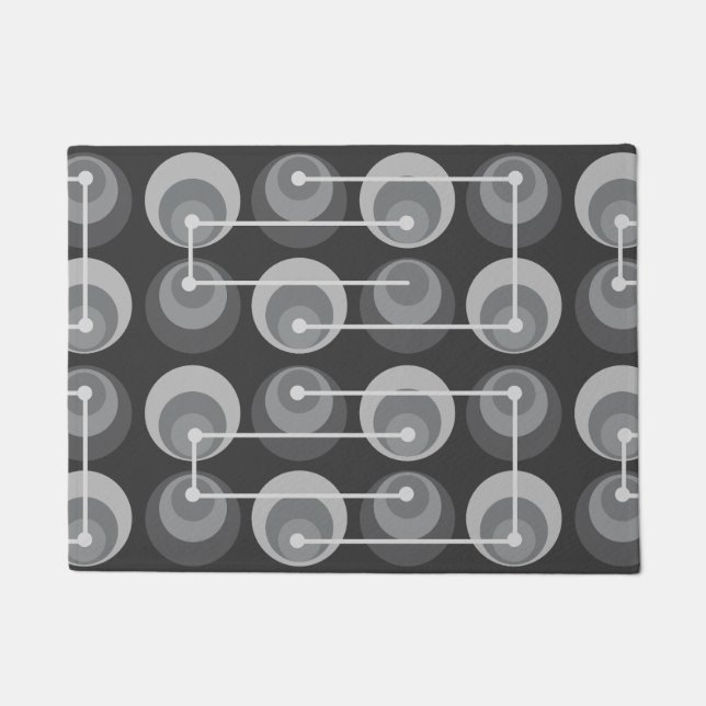 Mid Century Circles Dark Grey Doormat (Front)