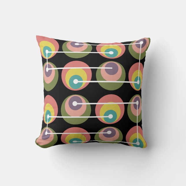 Mid Century Circles Multicolored Cushion (Front)