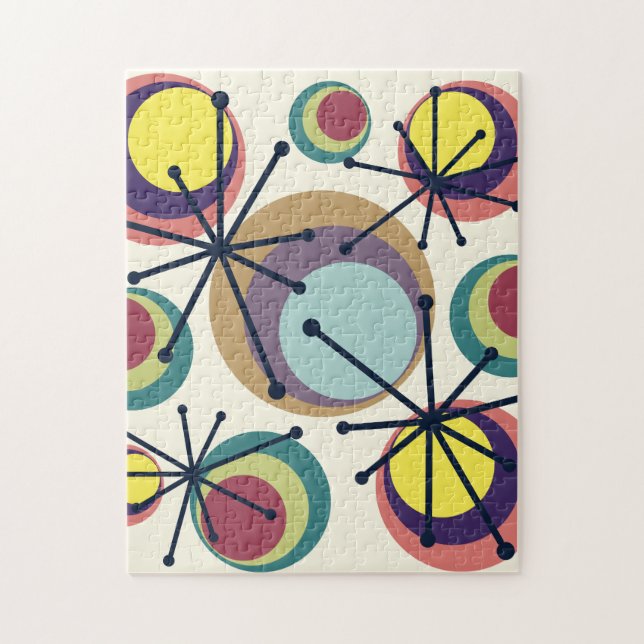 Mid Century Circles Starbursts Colourful Jigsaw Puzzle (Vertical)