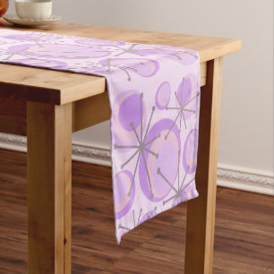 Mid Century Circles Starbursts Lavender Short Table Runner