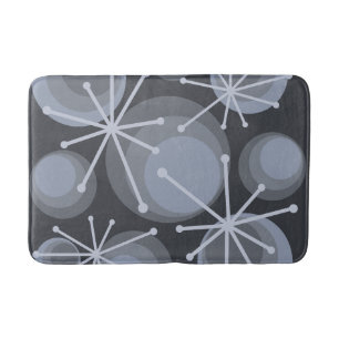 Mid Century Circles Starbursts Slate Bath Mat