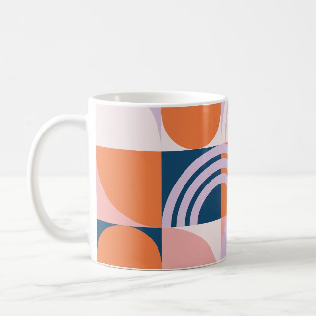 Mid-Century Circles Stripes: Geometric Pattern Coffee Mug (Left)