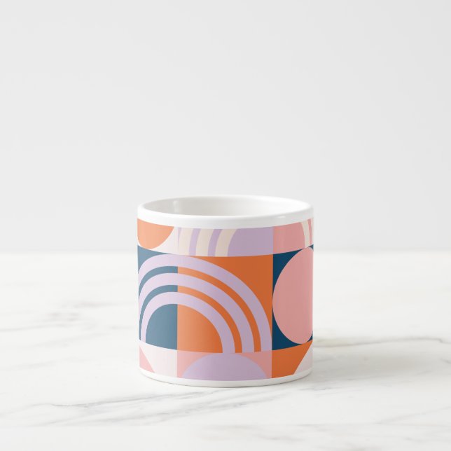Mid-Century Circles Stripes: Geometric Pattern Espresso Cup (Front)