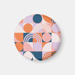 Mid-Century Circles Stripes: Geometric Pattern Magnet