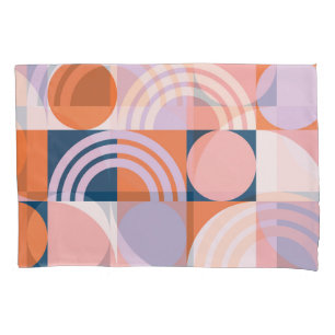 Mid-Century Circles Stripes: Geometric Pattern Pillowcase