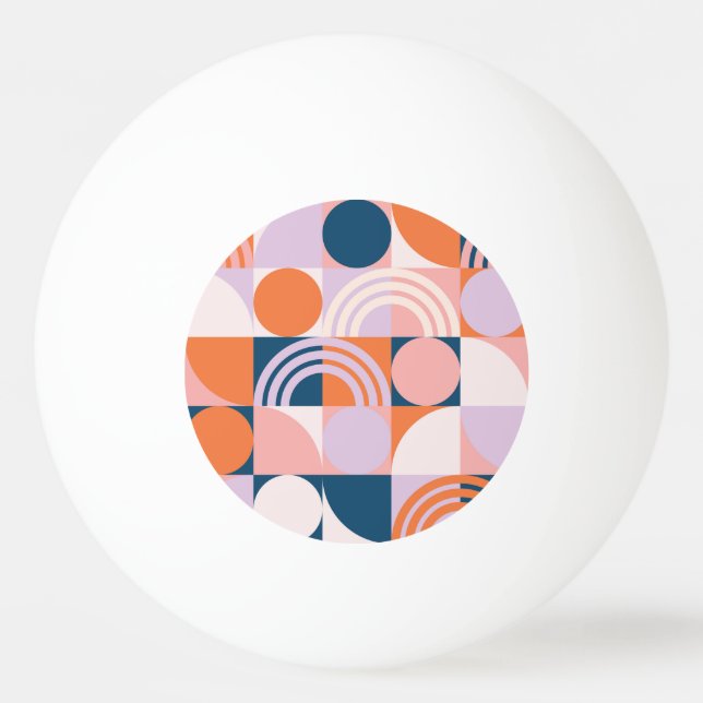 Mid-Century Circles Stripes: Geometric Pattern Ping Pong Ball (Front)