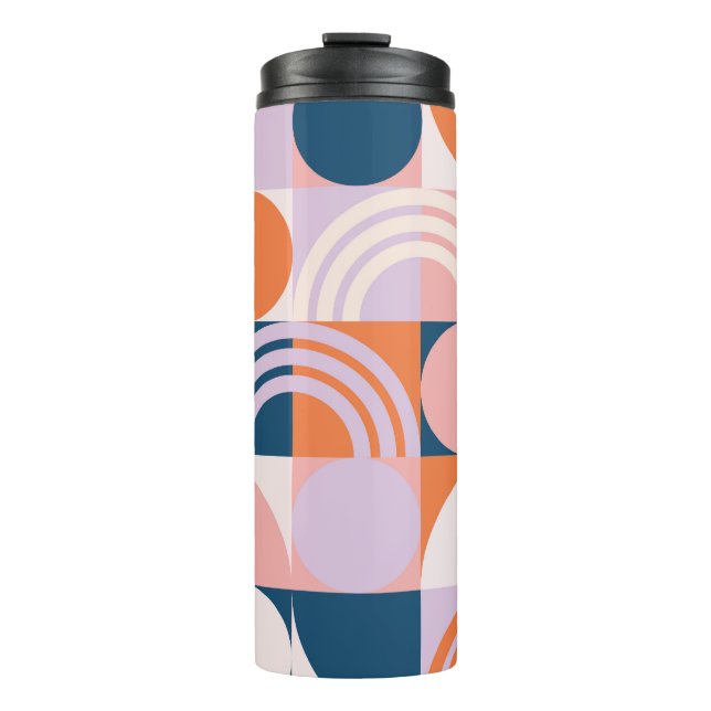 Mid-Century Circles Stripes: Geometric Pattern Thermal Tumbler (Front)