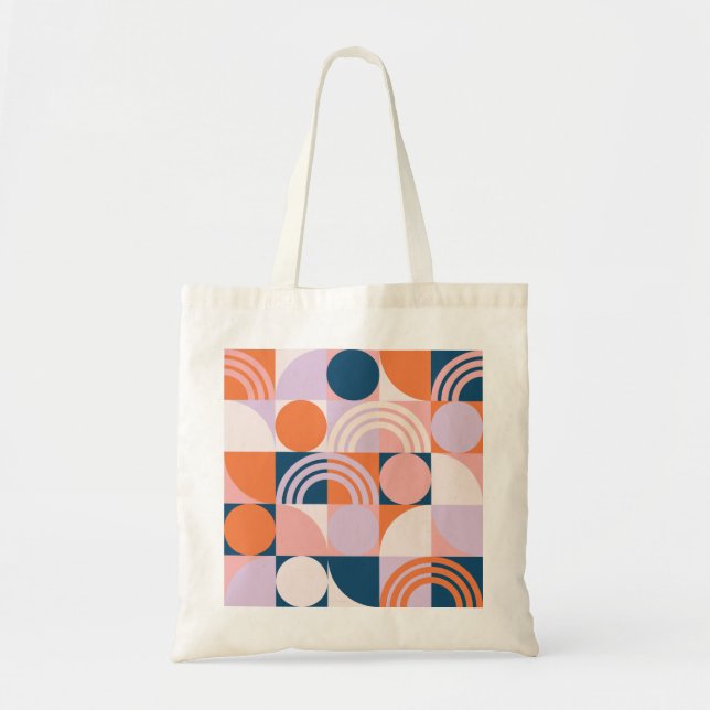 Mid-Century Circles Stripes: Geometric Pattern Tote Bag (Front)