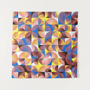 Mid-century circles, stripes, vintage tiles tapestry