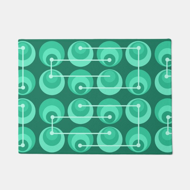 Mid Century Circles Teal Doormat (Front)