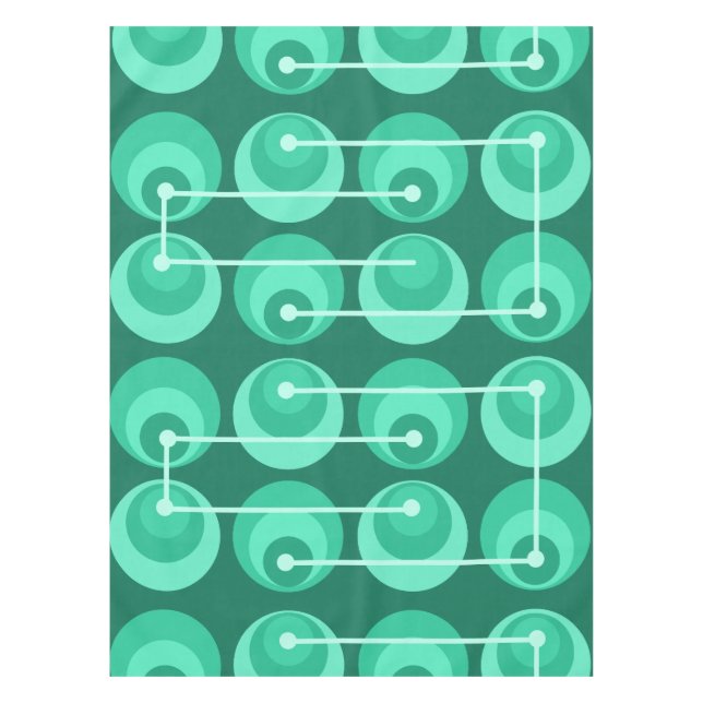 Mid Century Circles Teal Tablecloth (Front)