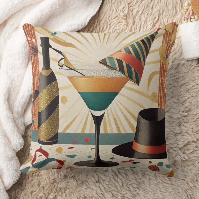 Mid-Century Cocktail Hour - New Years Eve Cushion (Blanket)
