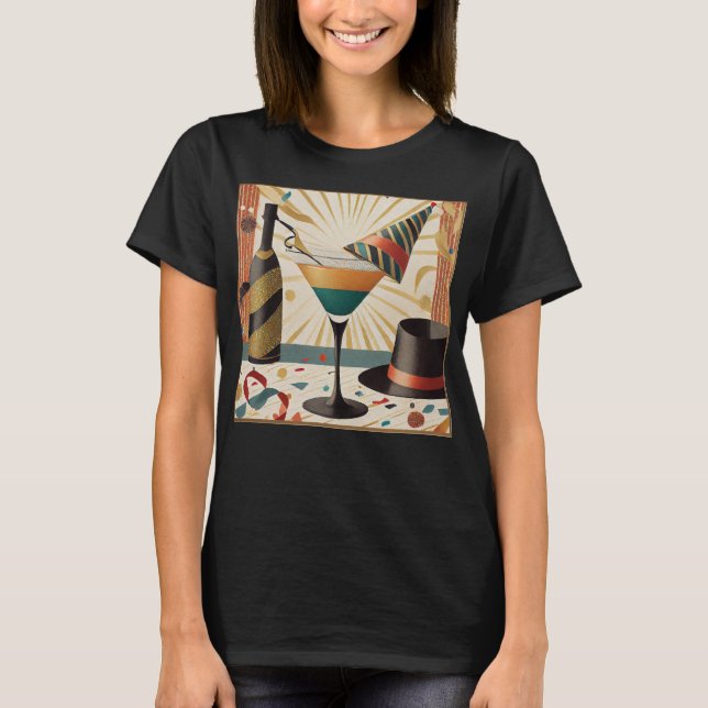 Mid-Century Cocktail Hour - New Years Eve T-Shirt (Front)
