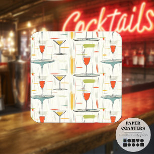 Mid-Century Cocktail Hour Square Paper Coaster