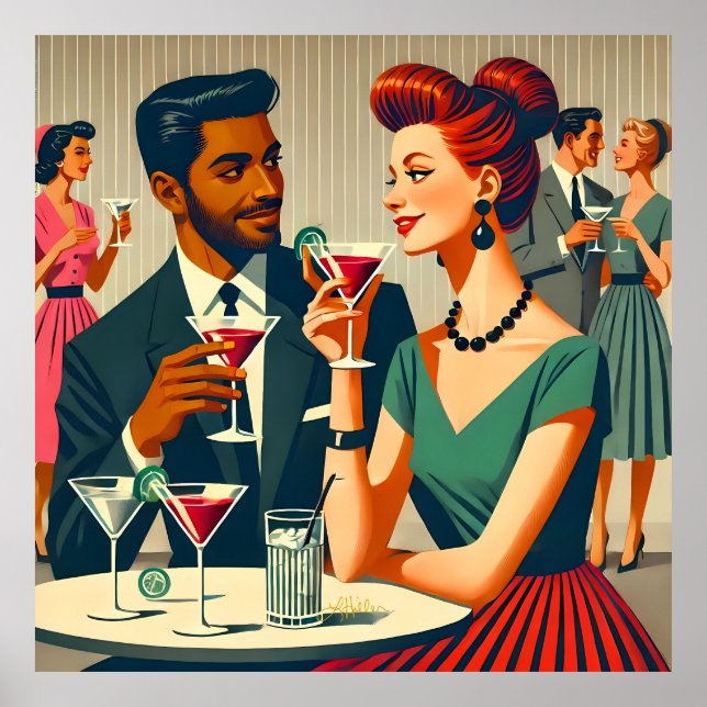 Mid Century Cocktail Party Couples - First Date Poster (Front)