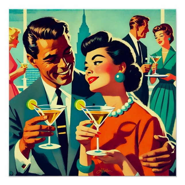 Mid Century Cocktail Party Couples - Mi Amor Poster (Front)