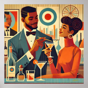 Mid Century Cocktail Party Couples - Soirée Hosts Poster